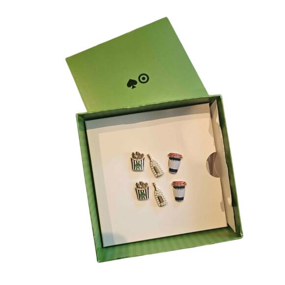 Kate spade target stud earrings Champagne latte fries pearls gold silver 3 pair - Picture 1 of 4